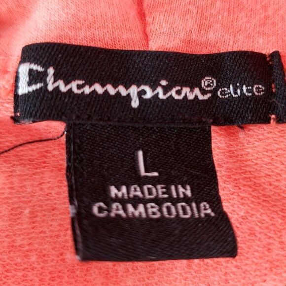💜Champion Elite Neon Orange Zippered Long Sleeve Hooded Sweatshirt Large - Picture 6 of 7